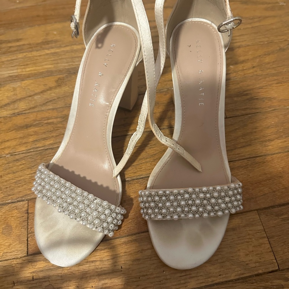 Kelly & Katie White Pearl Embellished Heels